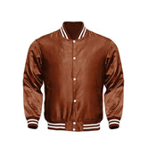 Brown Satin Varsity Jacket