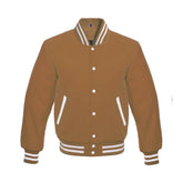 Camel Brown Wool Varsity Jacket