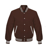 Dark Brown Wool Varsity Jacket
