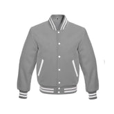 Grey All Wool Letterman Jacket