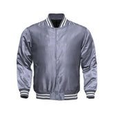 Grey Satin Letterman Jacket