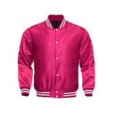 Hot Pink Satin Varsity Jacket