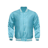 Light Blue Satin Varsity Jacket