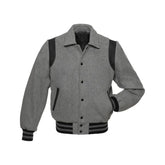 Light Grey and Black Retro Varsity Jacket