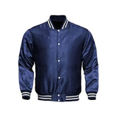 Navy Satin Varsity Jacket