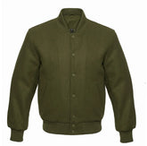 Olive Green All Wool Varsity Jacket