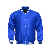 Royal Blue Satin Varsity Jacket