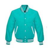 Turquoise Wool Varsity Jacket