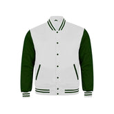 White and Forest Green Satin Jacket