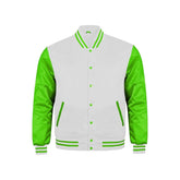White and Kelly Green Satin Jacket