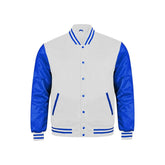 White and Royal Blue Satin Jacket