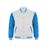White and Sky Blue Satin Jacket