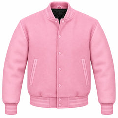 Baby Pink Wool Varsity Jacket