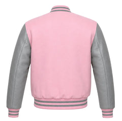 Baby Pink and Grey Varsity Jacket