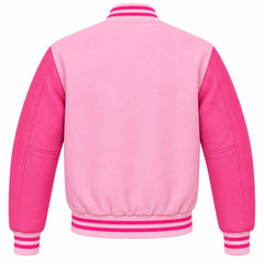 Baby Pink and Pink Wool Letterman Jacket