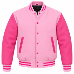 Baby Pink and Pink Wool Letterman Jacket
