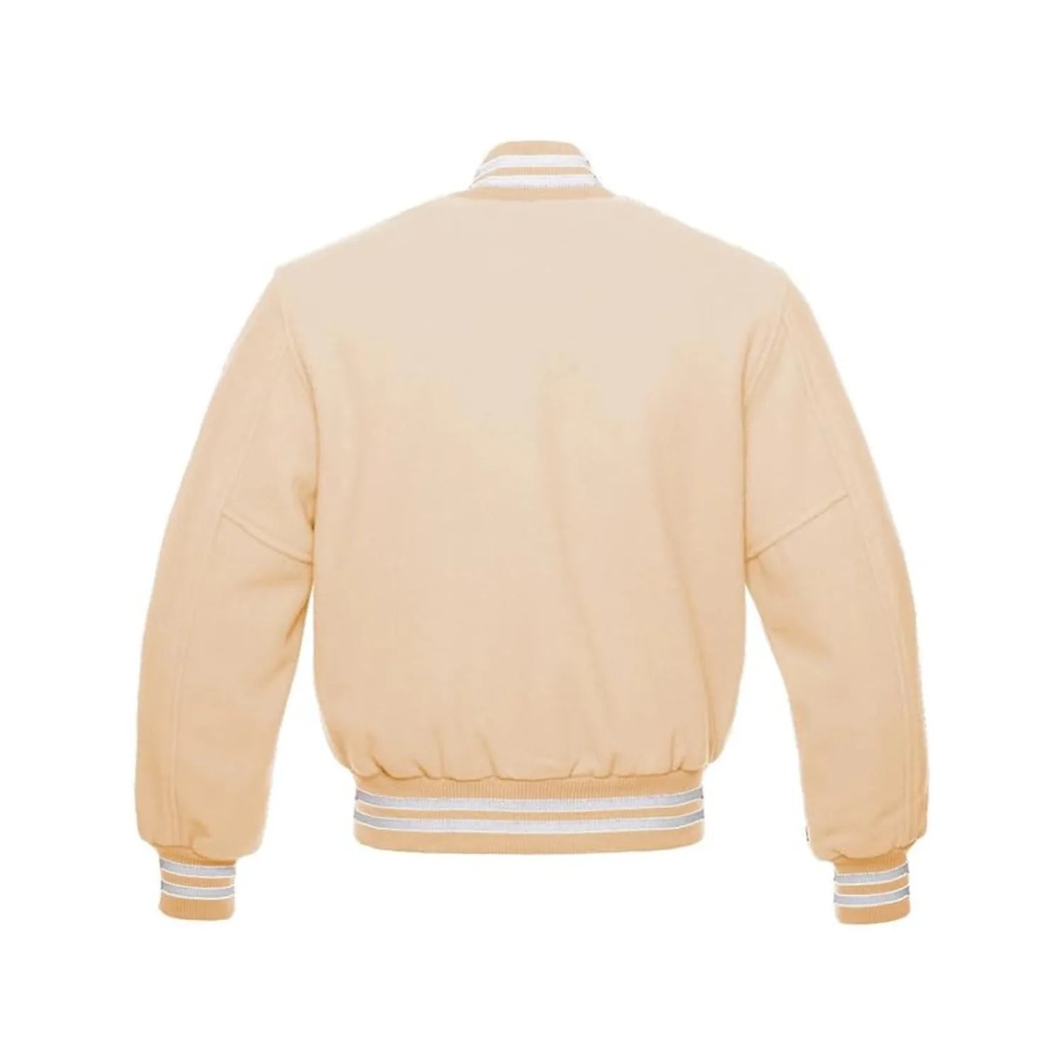 Beige All Wool Letterman Jacket Back Side