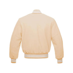 Beige All Wool Letterman Jacket Back Side