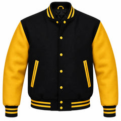 Black and Gold Wool Varsity Jacket