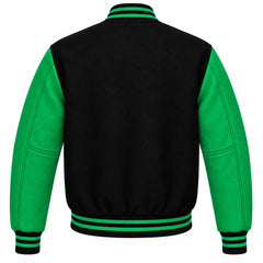 Black and Green Wool Varsity Jacket