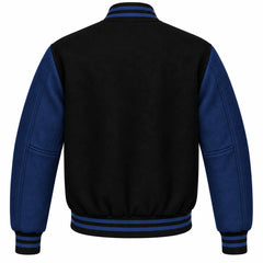 Black and Navy Blue Wool Varsity Jacket