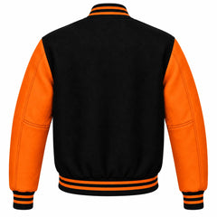 Black and Orange Wool Varsity Jacket