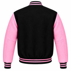 Black and Pink Wool Varsity Jacket