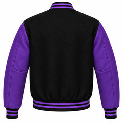 Black and Purple Wool Letterman Jacket
