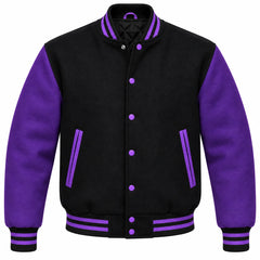 Black and Purple Wool Letterman Jacket