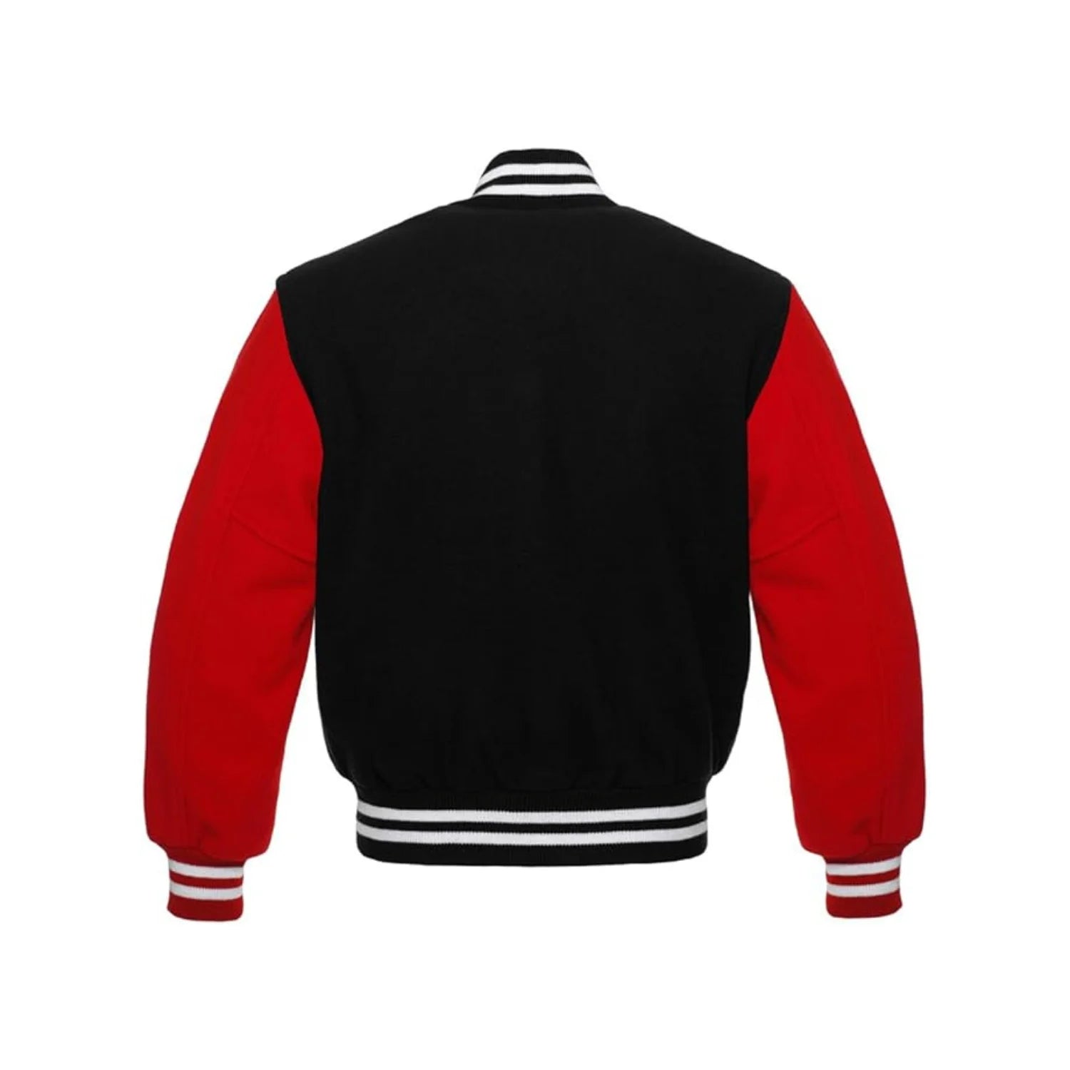 Black and Red All Wool Varsity Jacket Back Side