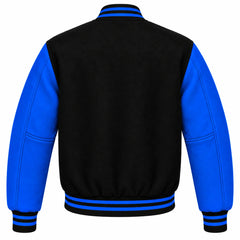 Black and Royal Blue Wool Letterman Jacket