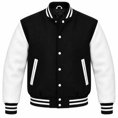 Black and White Wool Varsity Jacket