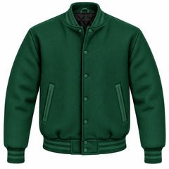Bottle Green Wool Letterman Jacket