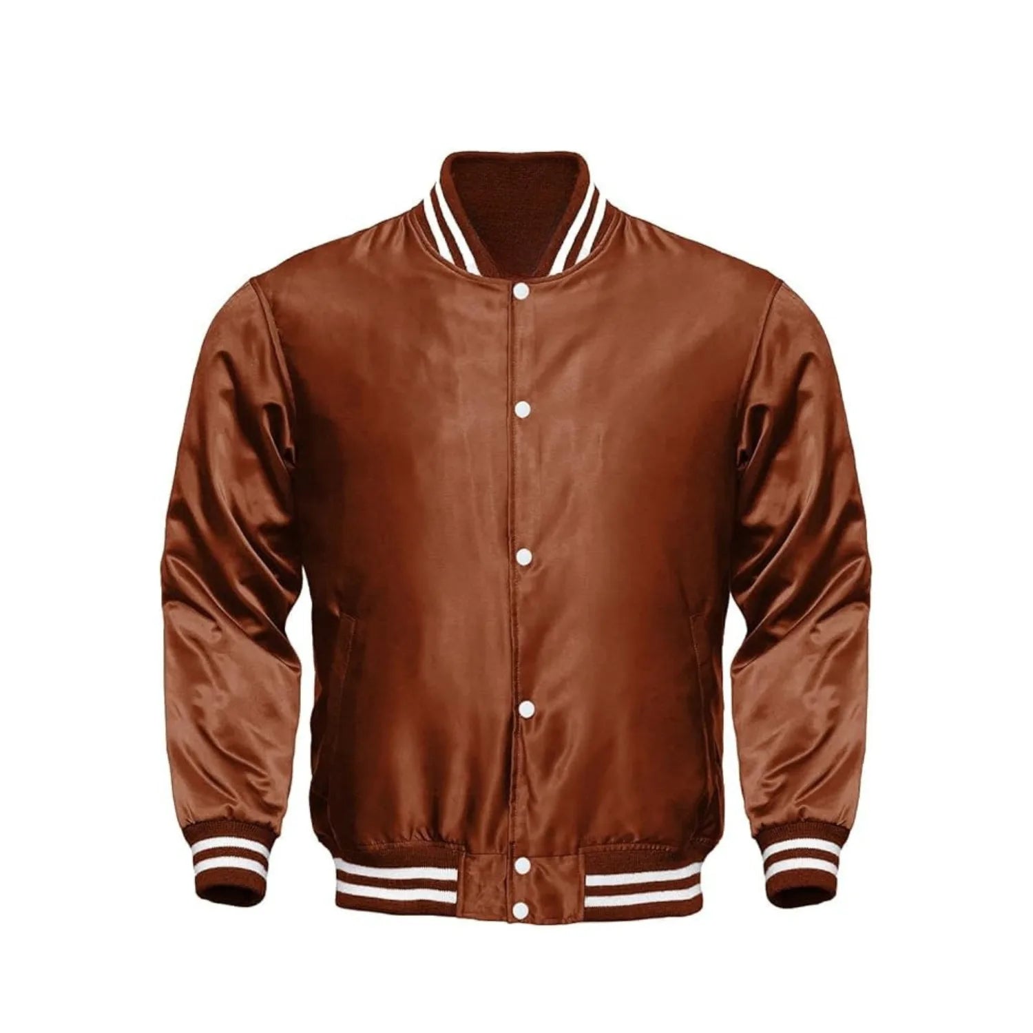 Brown Satin Varsity Jacket
