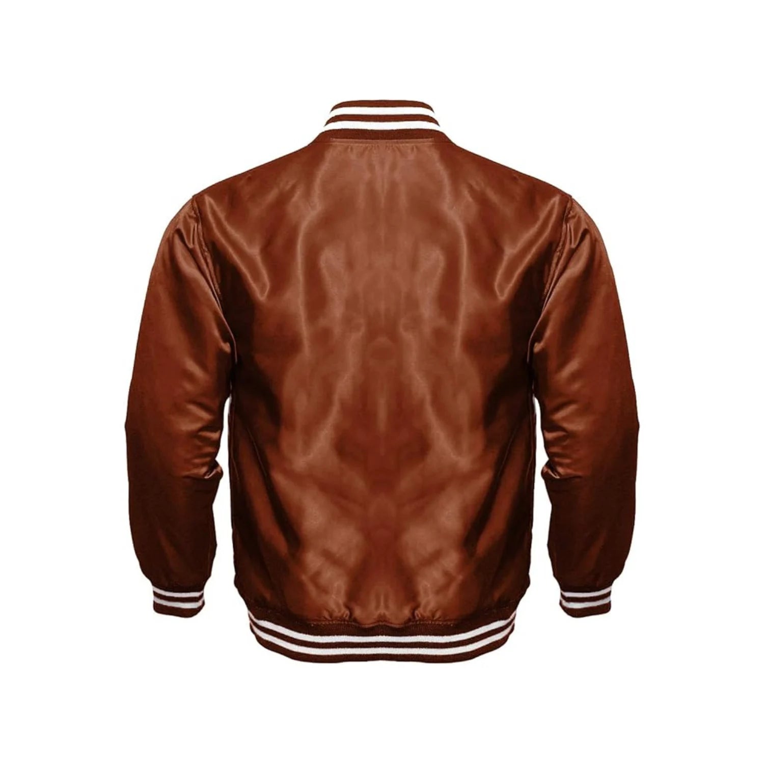 Brown Satin Varsity Jacket Back Side