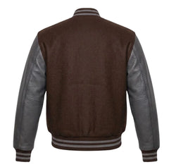 Brown and Grey Varsity Jacket