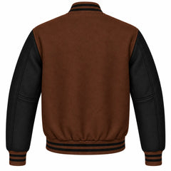 Brown and Black Wool Letterman Jacket