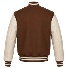 Brown and Cream Letterman Jacket