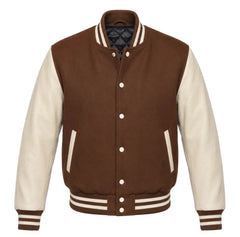 Brown and Cream Letterman Jacket
