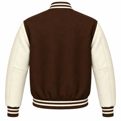 Brown and Cream Wool Varsity Jacket