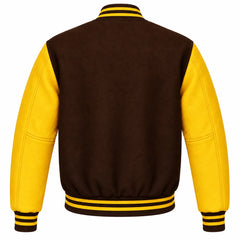 Brown and Gold Wool Letterman Jacket