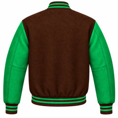 Brown and Green Wool Letterman Jacket