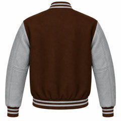 Brown and Grey Wool Varsity Jacket