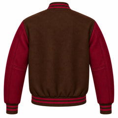 Brown and Maroon Wool Letterman Jacket