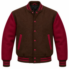 Brown and Maroon Wool Letterman Jacket