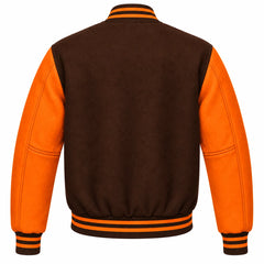Brown and Orange Wool Letterman Jacket