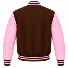 Brown and Pink Wool Varsity Jacket