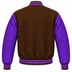 Brown and Purple Wool Varsity Jacket