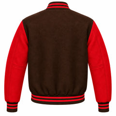 Brown and Red Wool Varsity Jacket