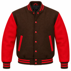 Brown and Red Wool Varsity Jacket